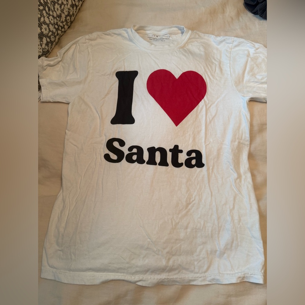 Charming 'I Heart Santa' Women's Tee - White and Red